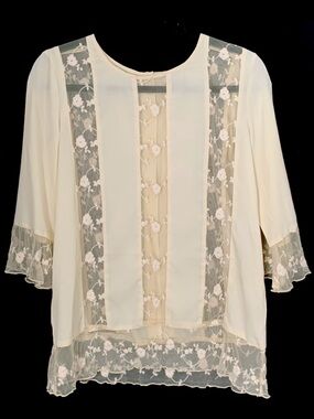 By Gryphon Embroidered Mesh Insets Top